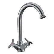 Смеситель д/кухни двуручный с высоким поворотным изливом, хром