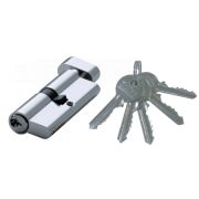Цилиндр замка, DORF, ключ/барашек, английский, 5 ключей, никель 45*45
