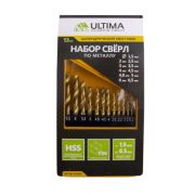 Набор нитридтит. сверл по мет Ultima,1,5-6,5мм(через 0,5мм+3,2мм,4,8мм),НSS13 шт