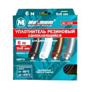 Уплотнитель резиновый самоклеящийся, сечение 6х9мм, 6 м, профиль «D», черный, «Maximum» MX 12356